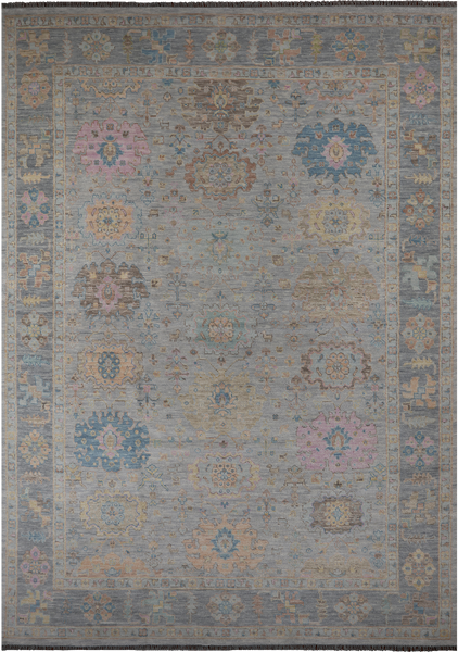 SUPER SALE Silver Persian Sultanabad Hand Knotted Wool Rug - 10' 0" X 14' 0"