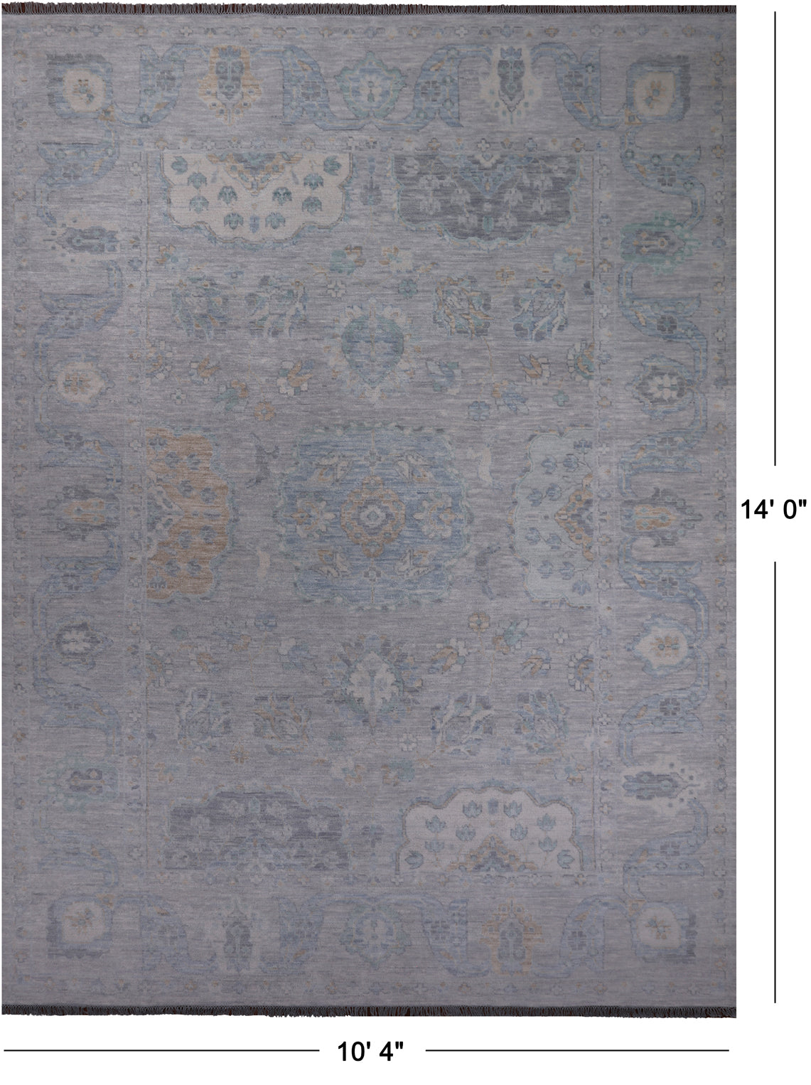 Silver Persian Tabriz Hand Knotted Wool Rug - 10' 4" X 14' 0"