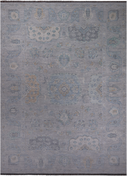 Silver Persian Tabriz Hand Knotted Wool Rug - 10' 4" X 14' 0"