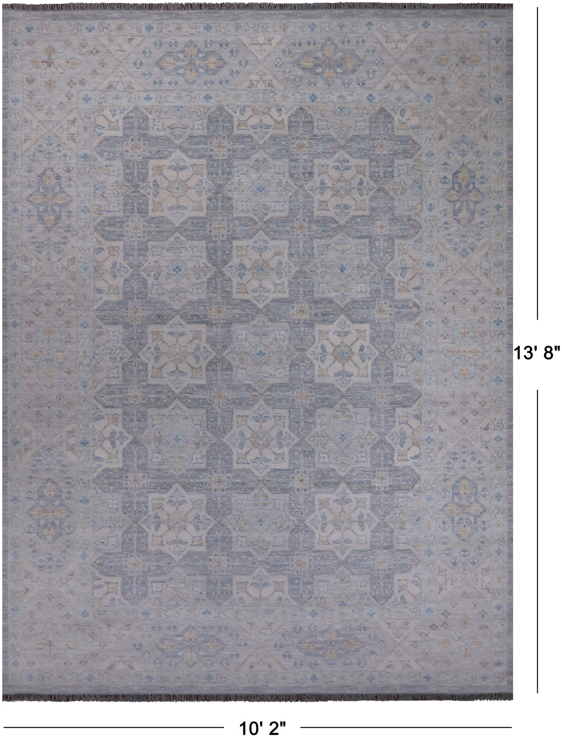 Grey Persian Tabriz Hand Knotted Wool Rug - 10' 2" X 13' 8"