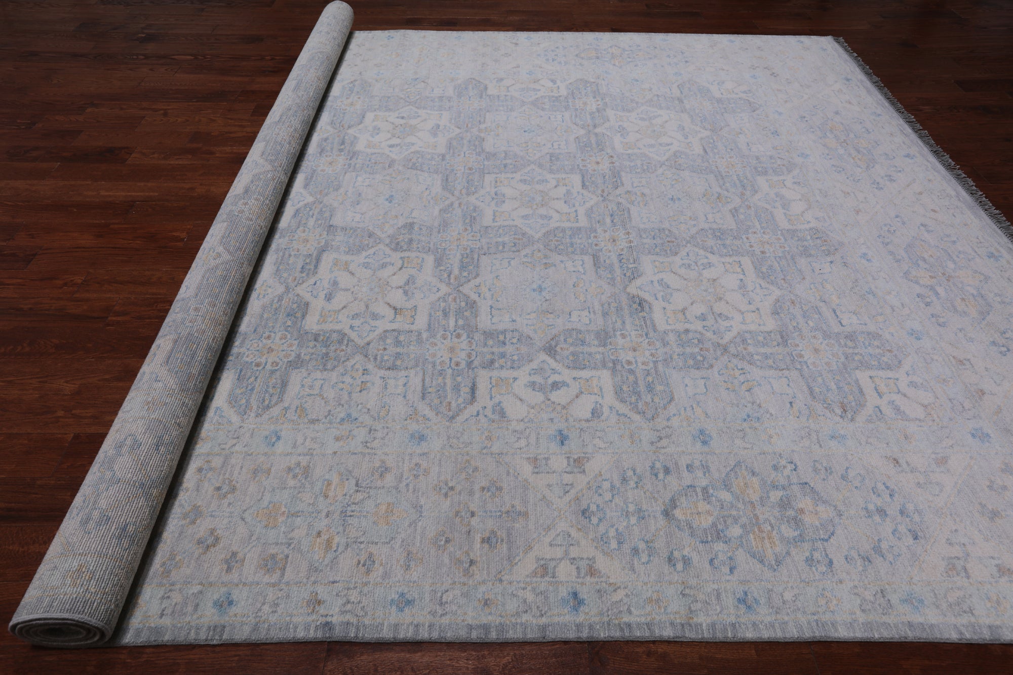 Grey Persian Tabriz Hand Knotted Wool Rug - 10' 2" X 13' 8"