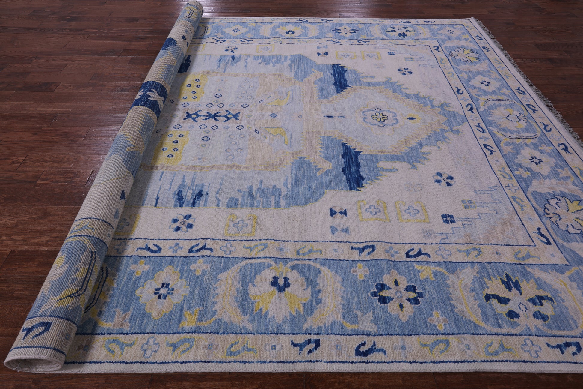 Blue Persian Bakshaish Hand Knotted Wool Rug - 10' 0" X 13' 9" - Golden Nile