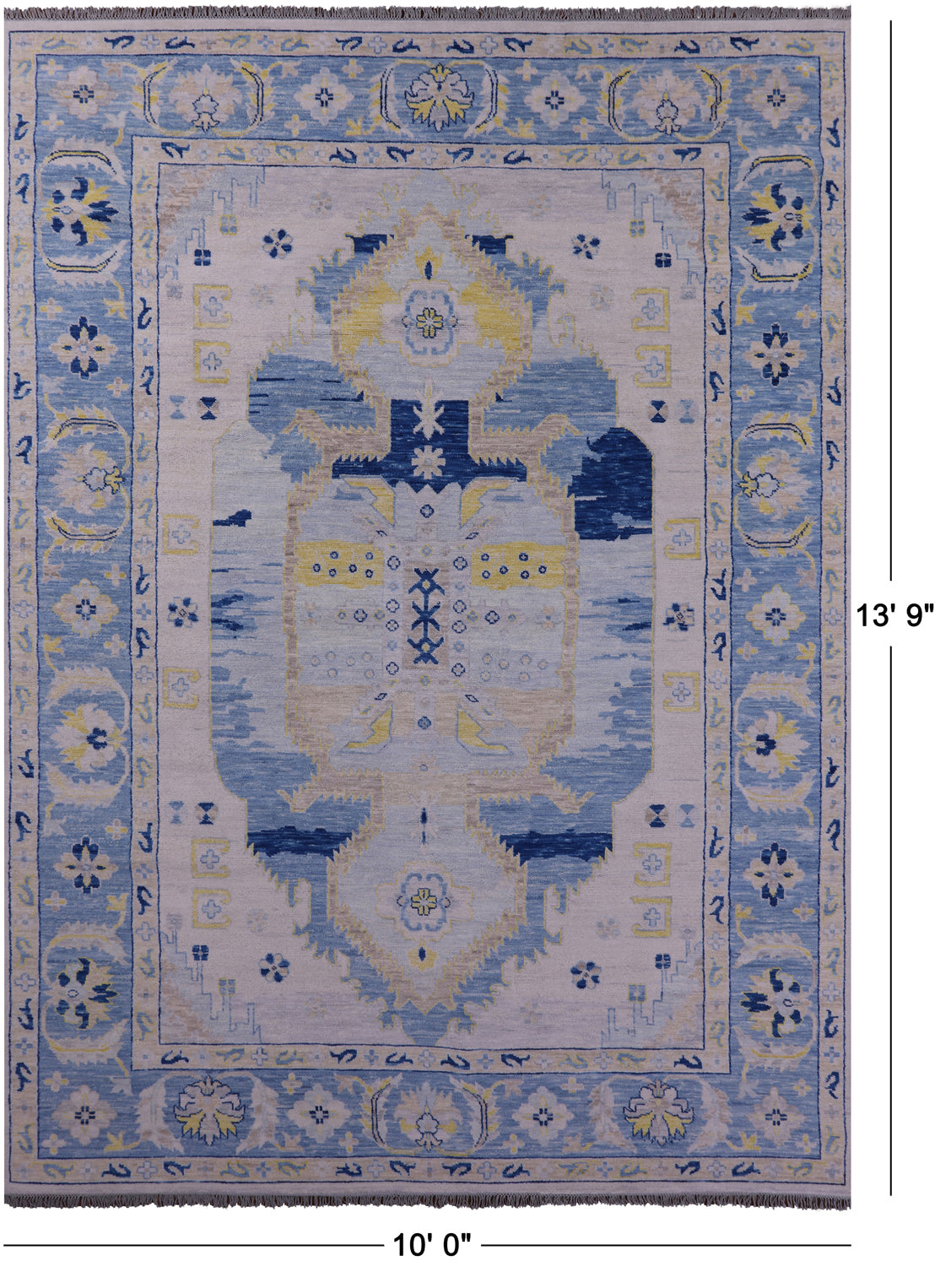 Blue Persian Bakshaish Hand Knotted Wool Rug - 10' 0" X 13' 9" - Golden Nile