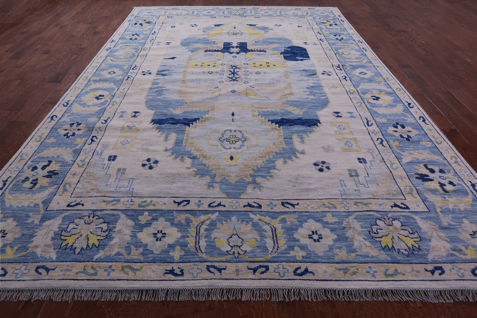 Blue Persian Bakshaish Hand Knotted Wool Rug - 10' 0" X 13' 9" - Golden Nile