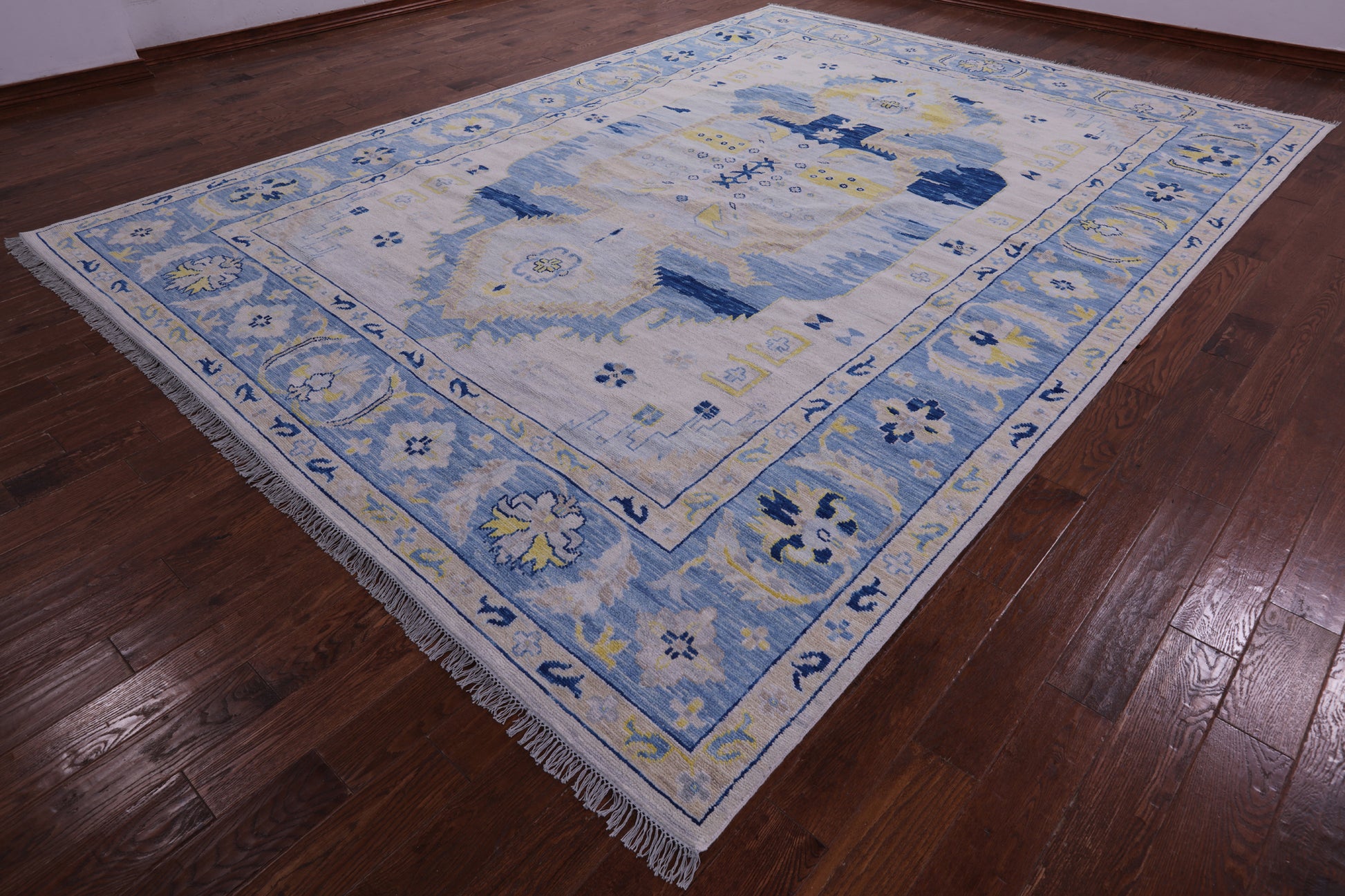 Blue Persian Bakshaish Hand Knotted Wool Rug - 10' 0" X 13' 9" - Golden Nile