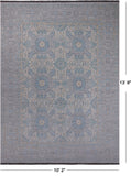 Light Grey Geometric Persian Mamluk Hand Knotted Wool Rug - 10' 2" X 13' 9"