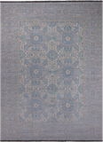 Light Grey Geometric Persian Mamluk Hand Knotted Wool Rug - 10' 2" X 13' 9"