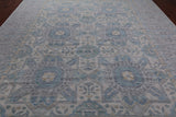 Light Grey Geometric Persian Mamluk Hand Knotted Wool Rug - 10' 2" X 13' 9"