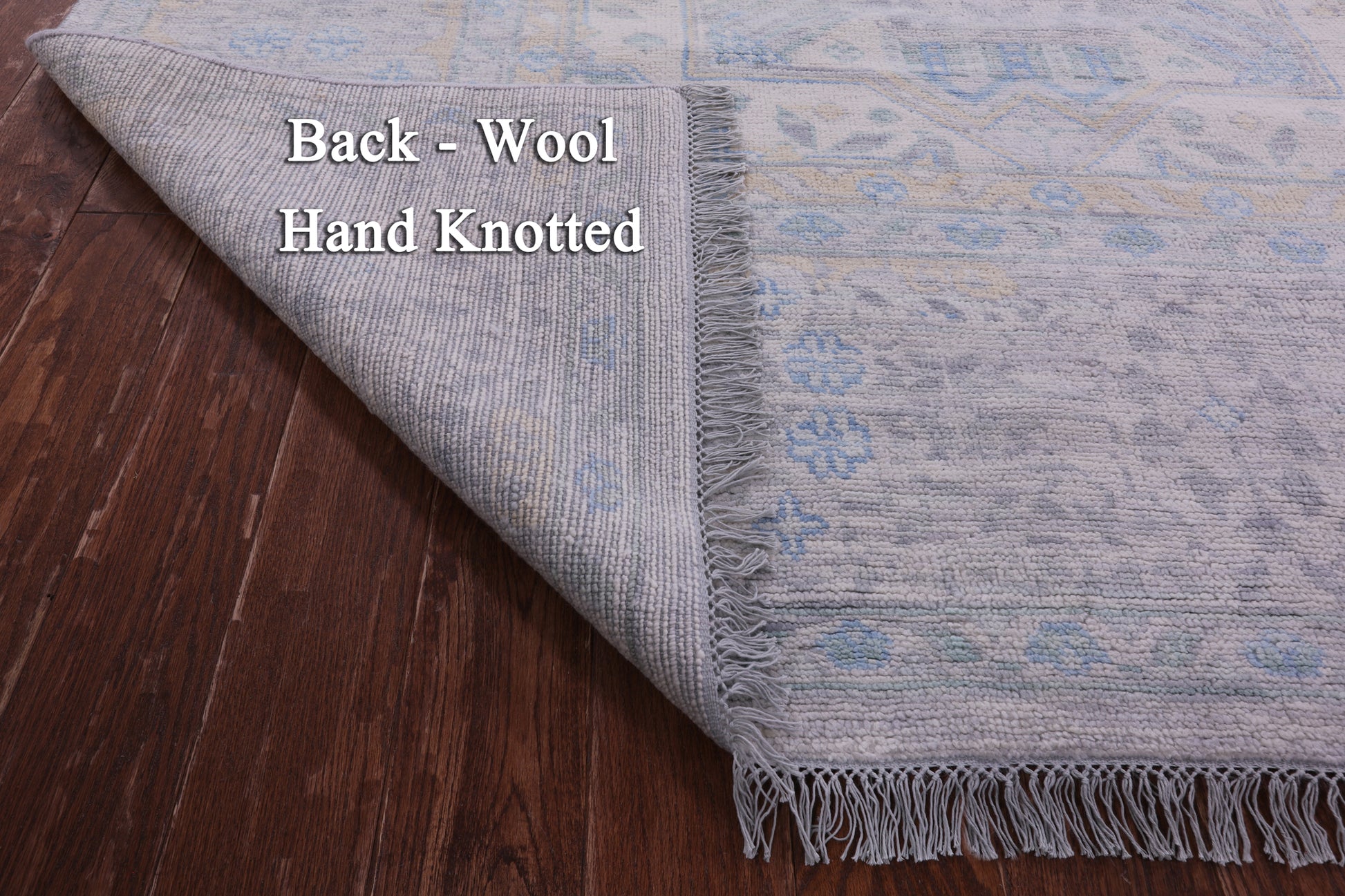 Light Grey Geometric Persian Mamluk Hand Knotted Wool Rug - 10' 2" X 13' 9" - Golden Nile