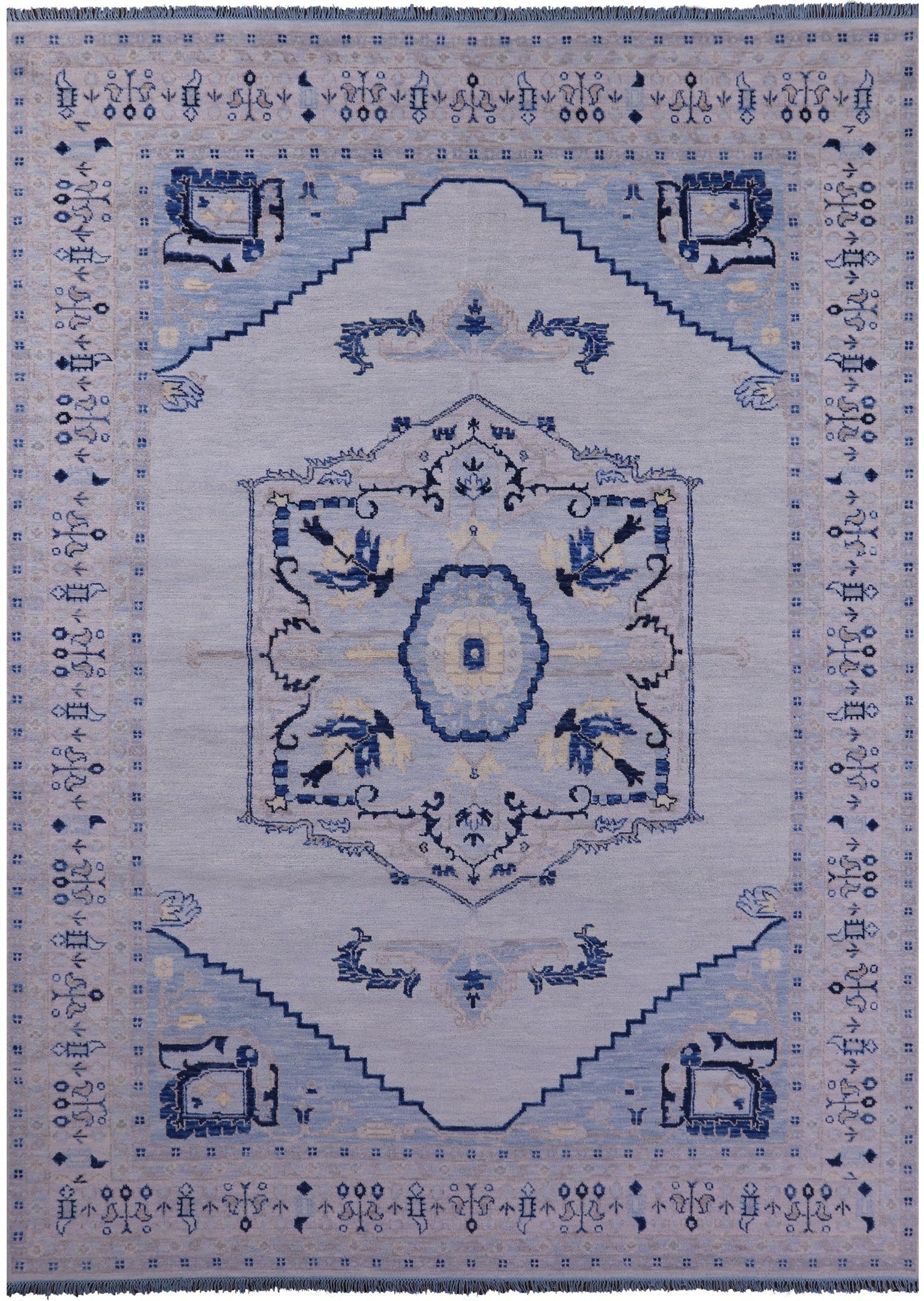 Blue Persian Bakshaish Hand Knotted Wool Rug - 10' 2" X 13' 11" - Golden Nile