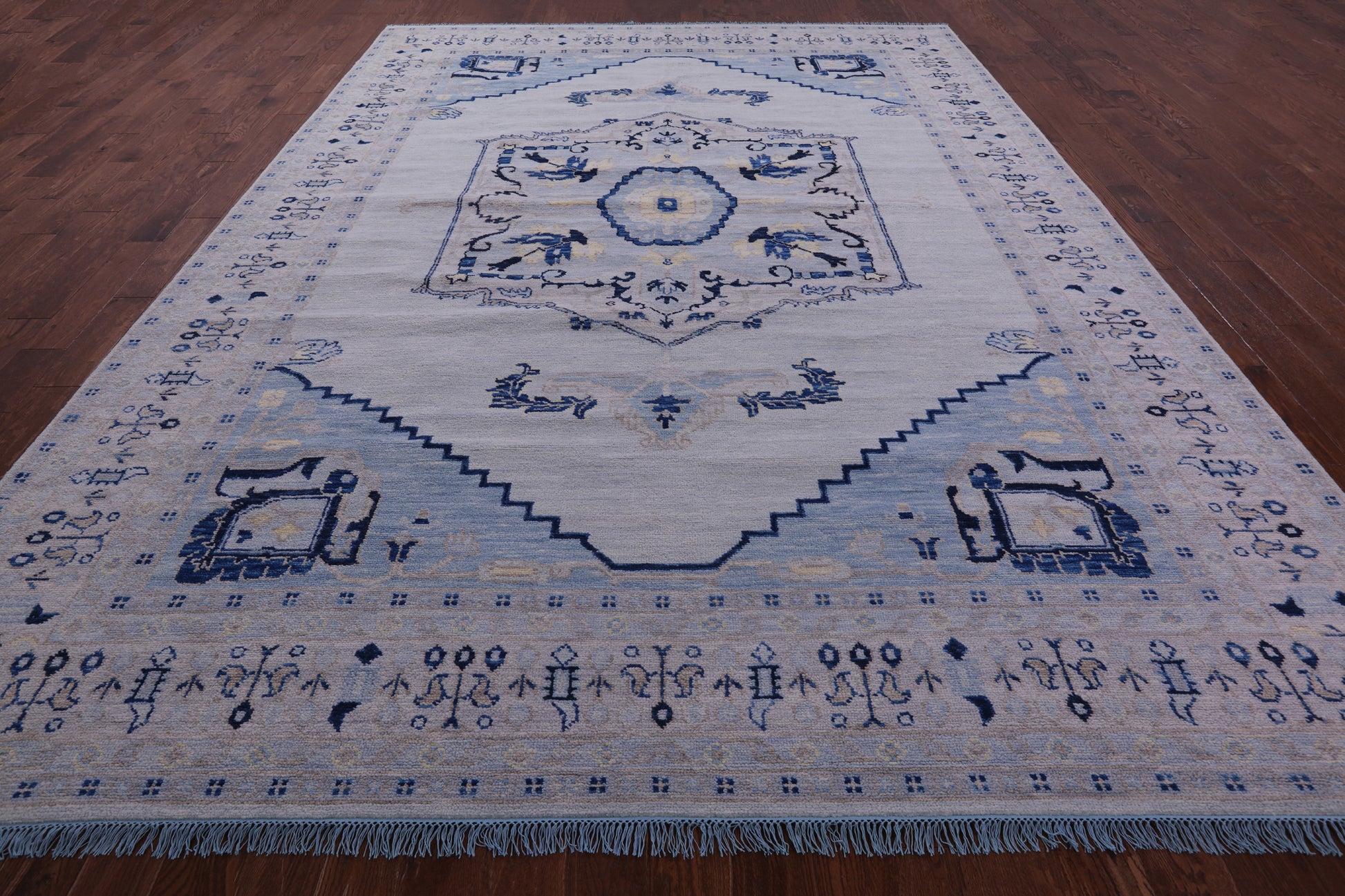 Blue Persian Bakshaish Hand Knotted Wool Rug - 10' 2" X 13' 11" - Golden Nile