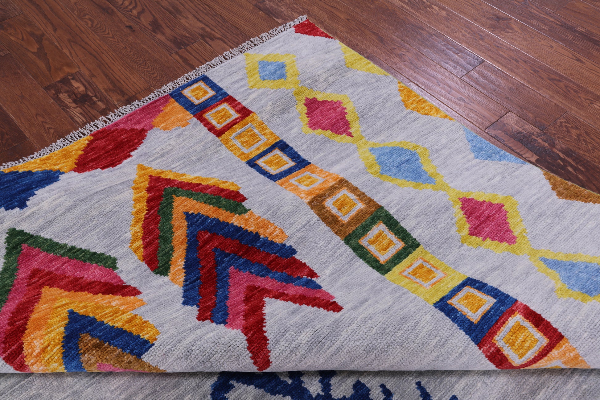Grey Tribal Moroccan Hand Knotted Wool Rug - 10' 0" X 13' 8" - Golden Nile