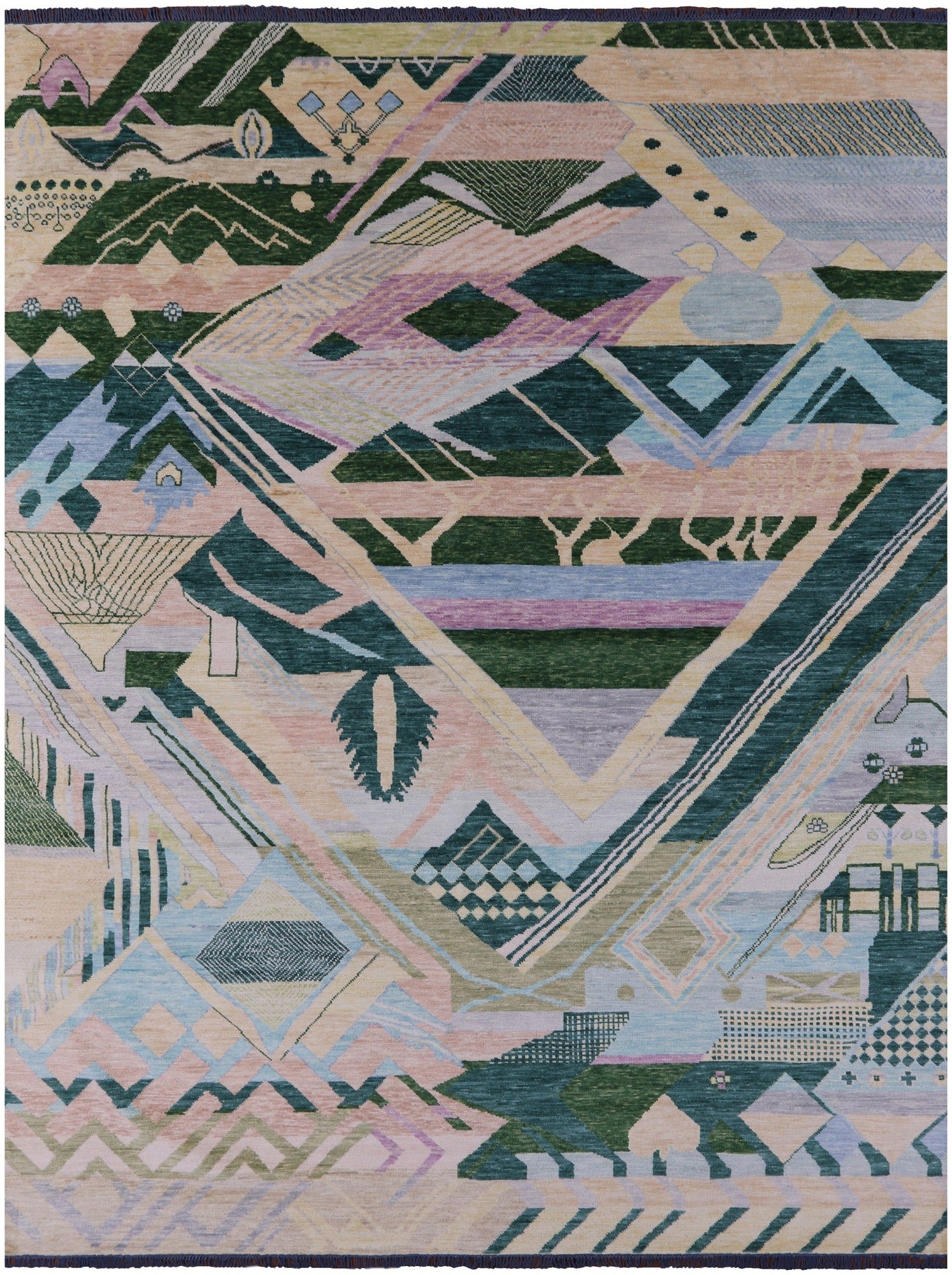 Tribal Moroccan Hand Knotted Wool Rug - 10' 3" X 14' 0" - Golden Nile