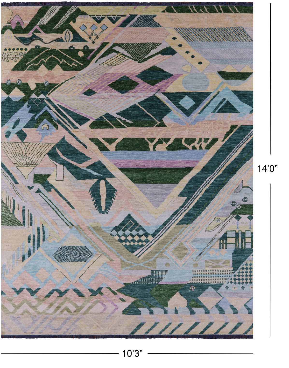 Tribal Moroccan Hand Knotted Wool Rug - 10' 3" X 14' 0" - Golden Nile