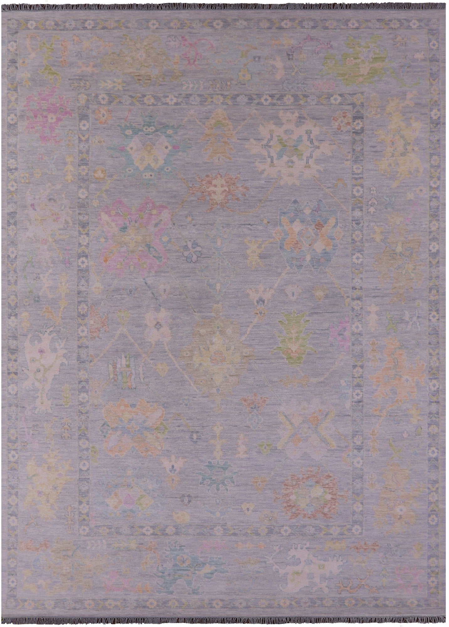 Silver Turkish Oushak Hand Knotted Wool Rug - 9' 11" X 14' 1" - Golden Nile