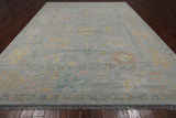 SUPER SALE Silver Turkish Oushak Hand Knotted Wool Rug - 9' 11" X 14' 1"