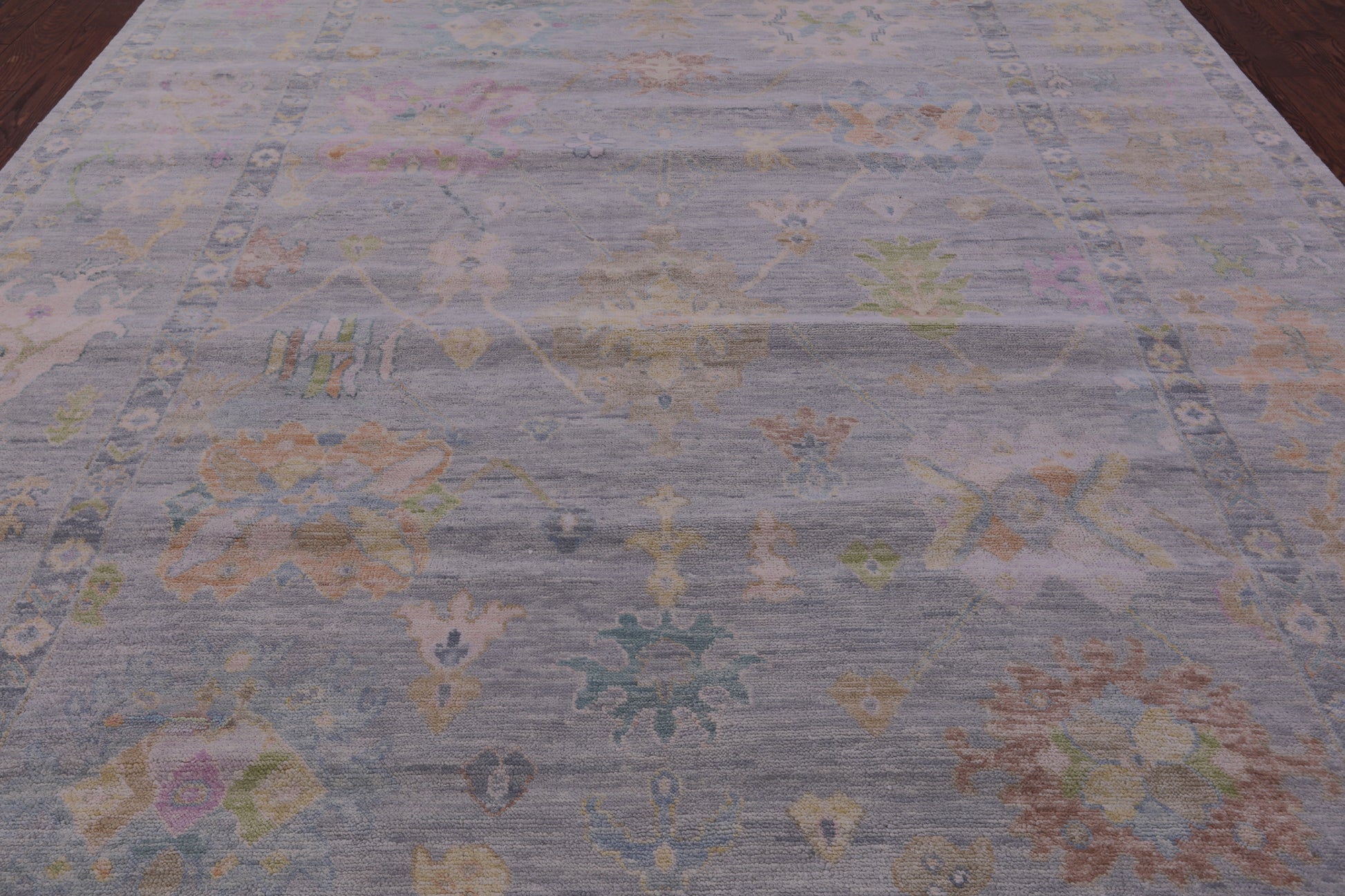 Silver Turkish Oushak Hand Knotted Wool Rug - 9' 11" X 14' 1" - Golden Nile