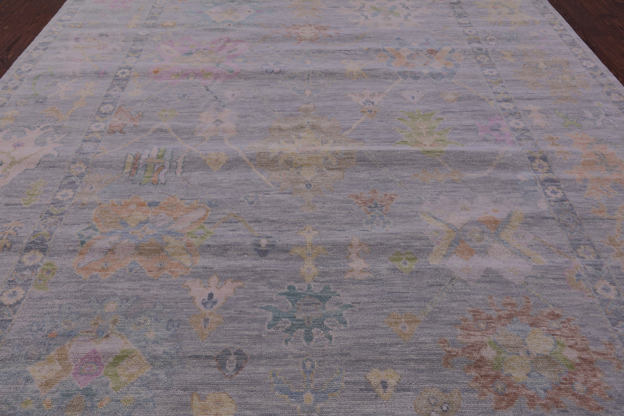 Silver Turkish Oushak Hand Knotted Wool Rug - 9' 11" X 14' 1" - Golden Nile