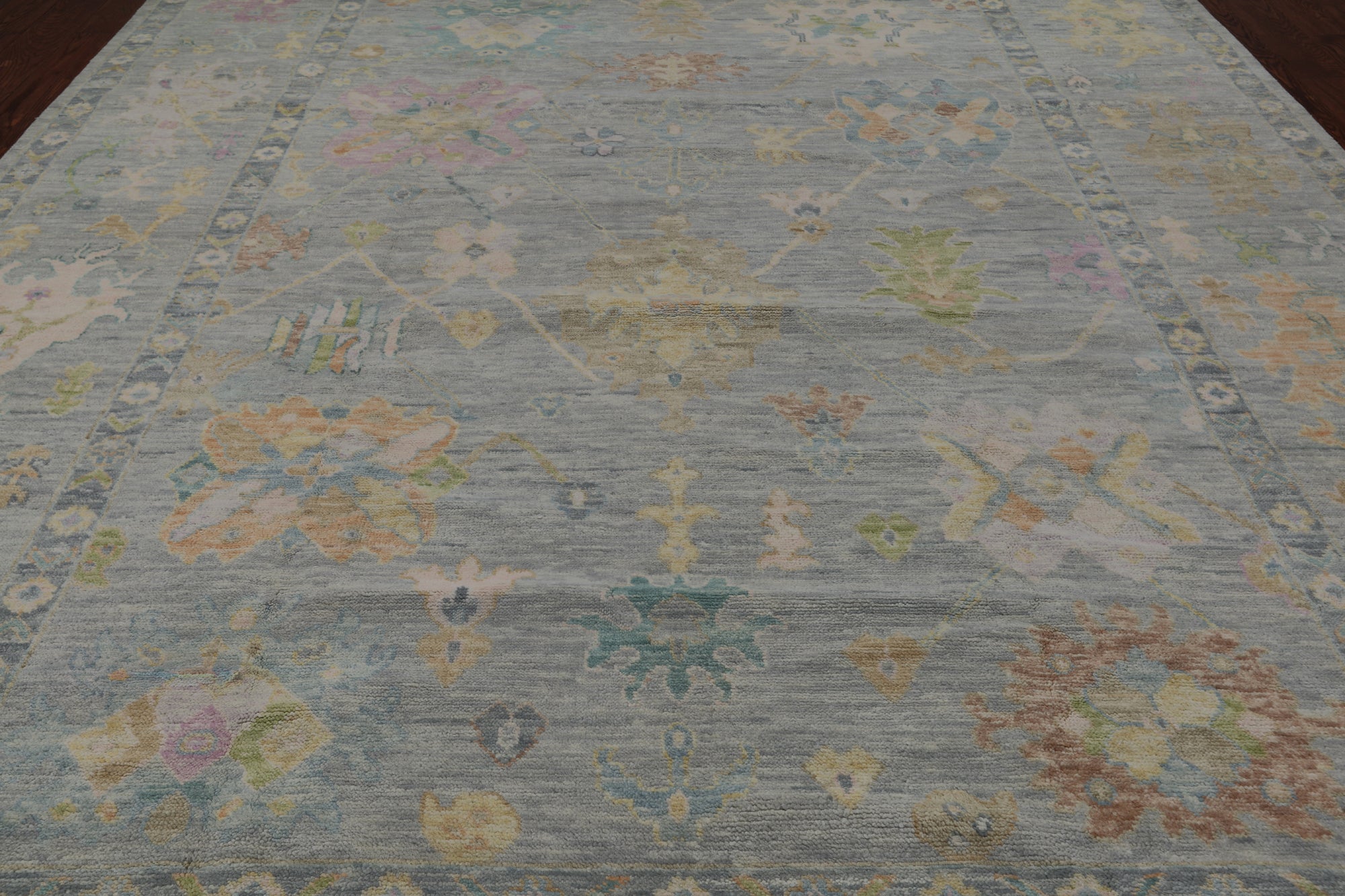 SUPER SALE Silver Turkish Oushak Hand Knotted Wool Rug - 9' 11" X 14' 1"