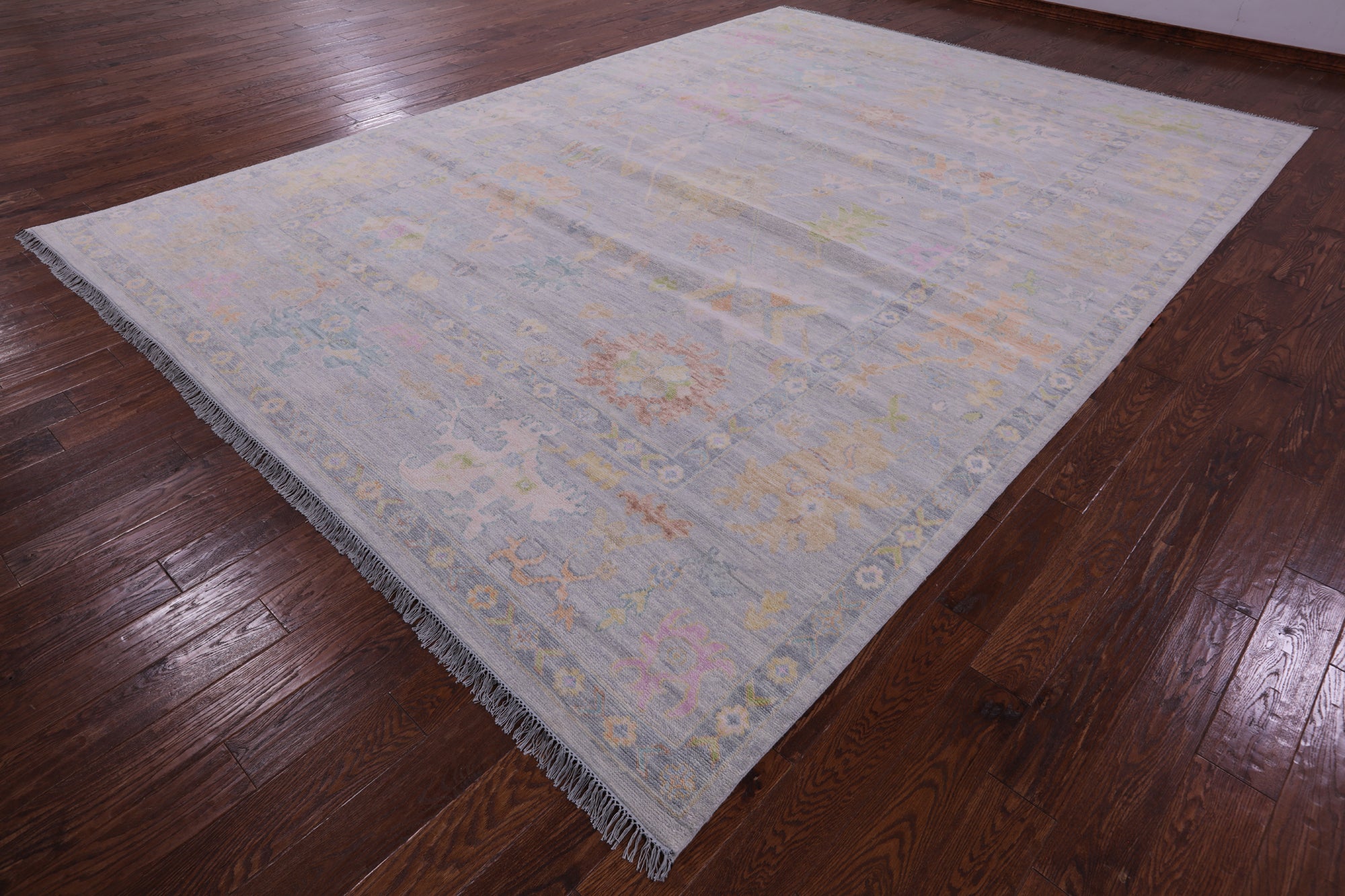 Silver Turkish Oushak Hand Knotted Wool Rug - 9' 11" X 14' 1" - Golden Nile