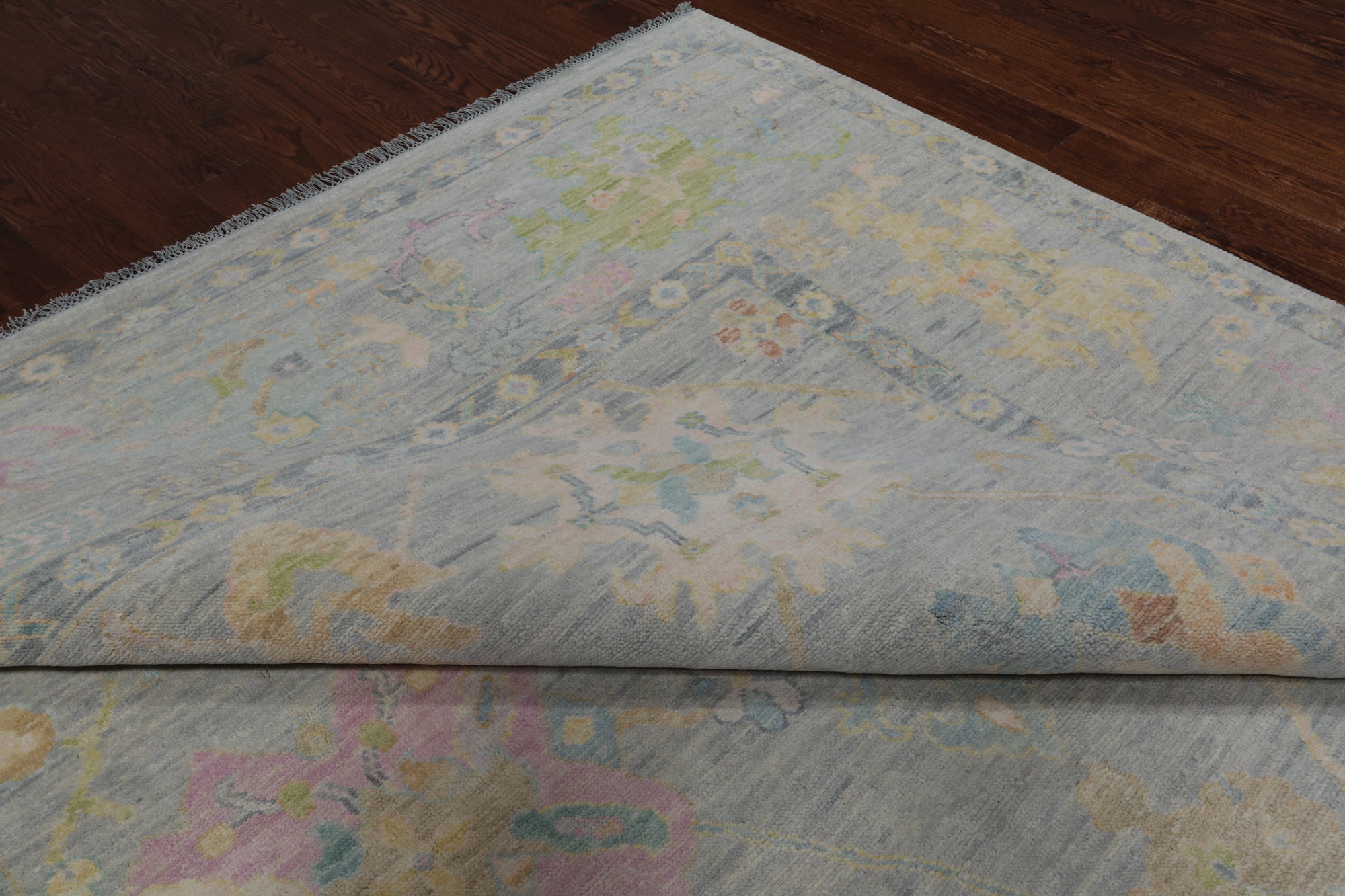 SUPER SALE Silver Turkish Oushak Hand Knotted Wool Rug - 9' 11" X 14' 1"
