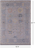 Grey Geometric Fine Serapi Handmade Wool Rug - 10' 0" X 14' 1" - Golden Nile