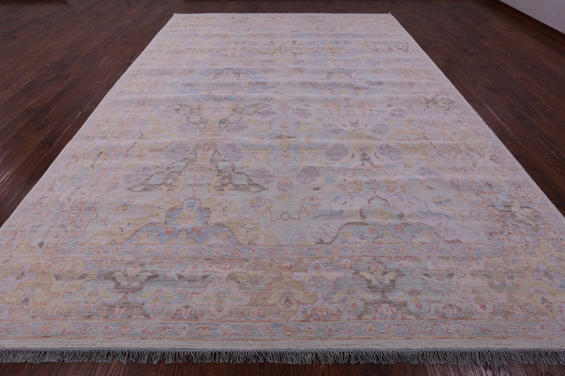 Ivory Persian Tabriz Hand Knotted Wool Rug - 10' 1" X 14' 0" - Golden Nile