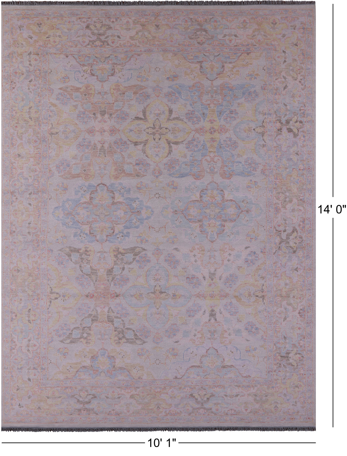 Ivory Persian Tabriz Hand Knotted Wool Rug - 10' 1" X 14' 0" - Golden Nile