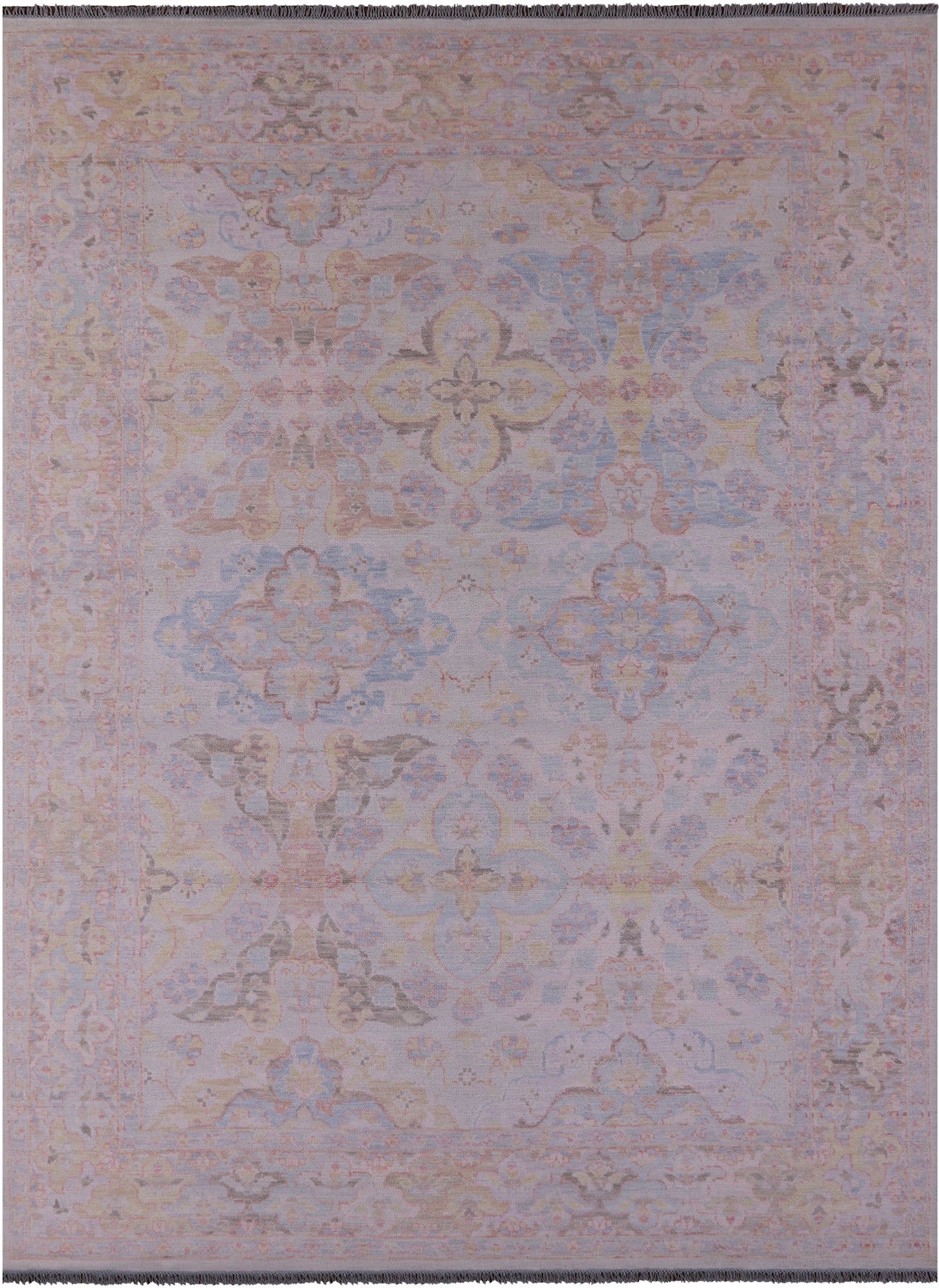 Ivory Persian Tabriz Hand Knotted Wool Rug - 10' 1" X 14' 0" - Golden Nile