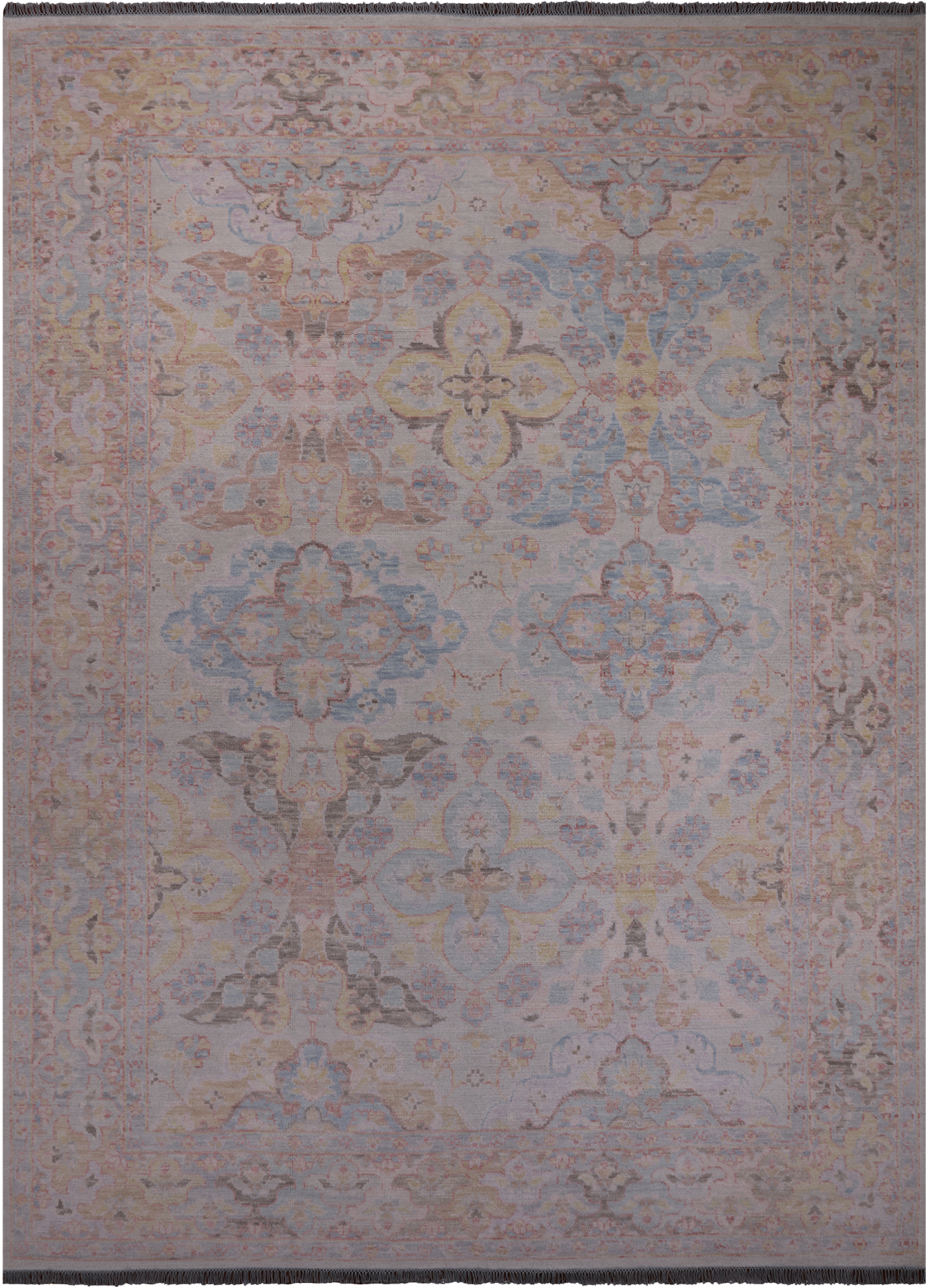 Ivory Persian Tabriz Hand Knotted Wool Rug - 10' 1" X 14' 0"