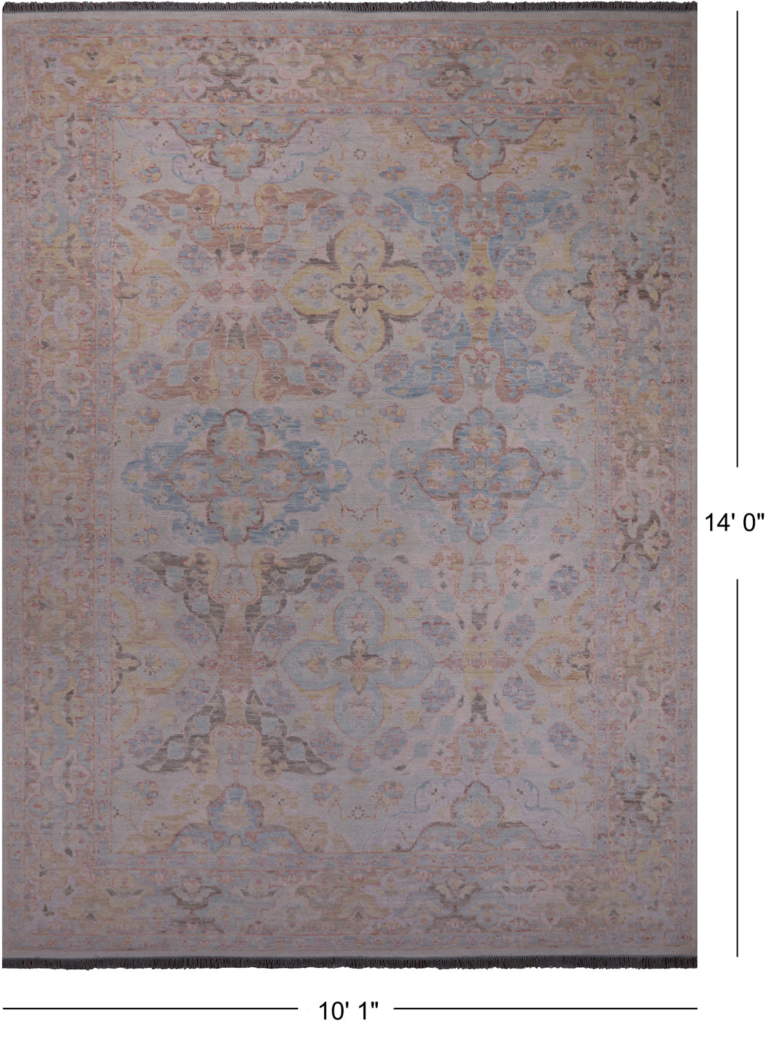 Ivory Persian Tabriz Hand Knotted Wool Rug - 10' 1" X 14' 0"