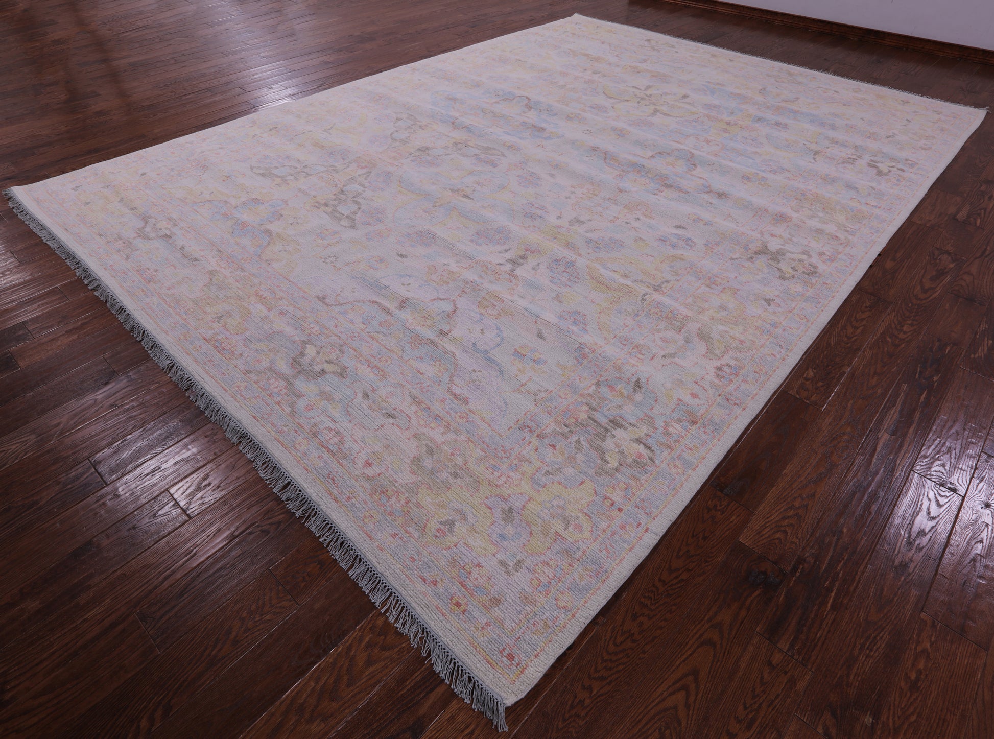 Ivory Persian Tabriz Hand Knotted Wool Rug - 10' 1" X 14' 0" - Golden Nile