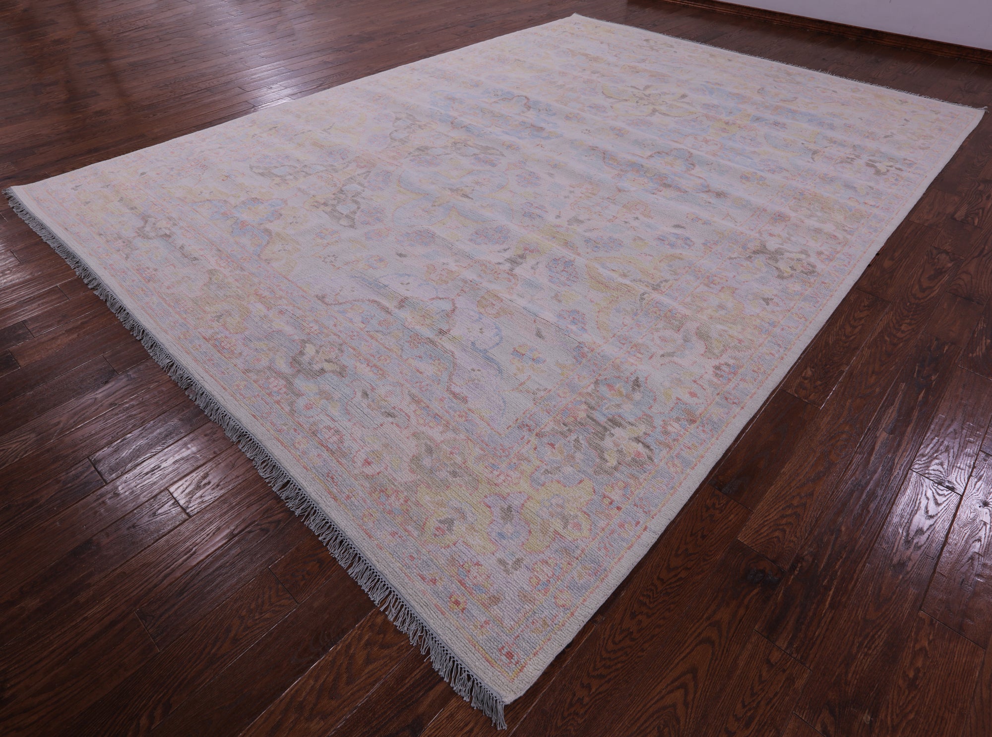 Ivory Persian Tabriz Hand Knotted Wool Rug - 10' 1" X 14' 0" - Golden Nile