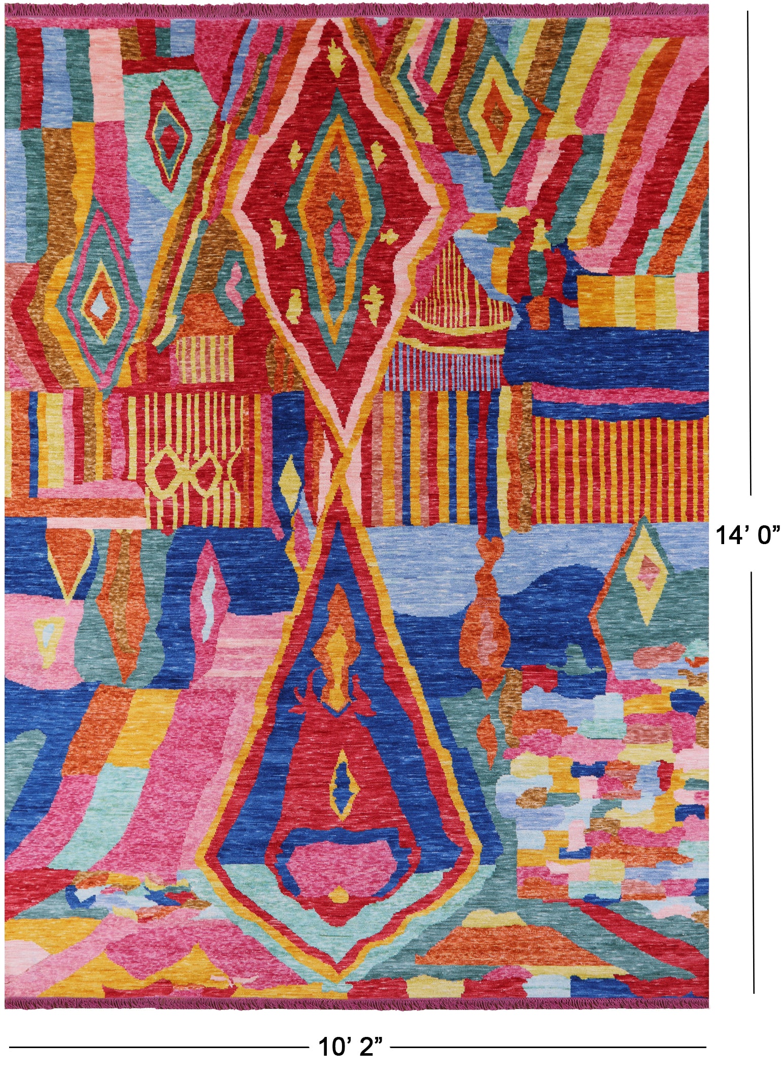 Tribal Moroccan Handmade Wool Rug - 10' 2" X 14' 0" - Golden Nile