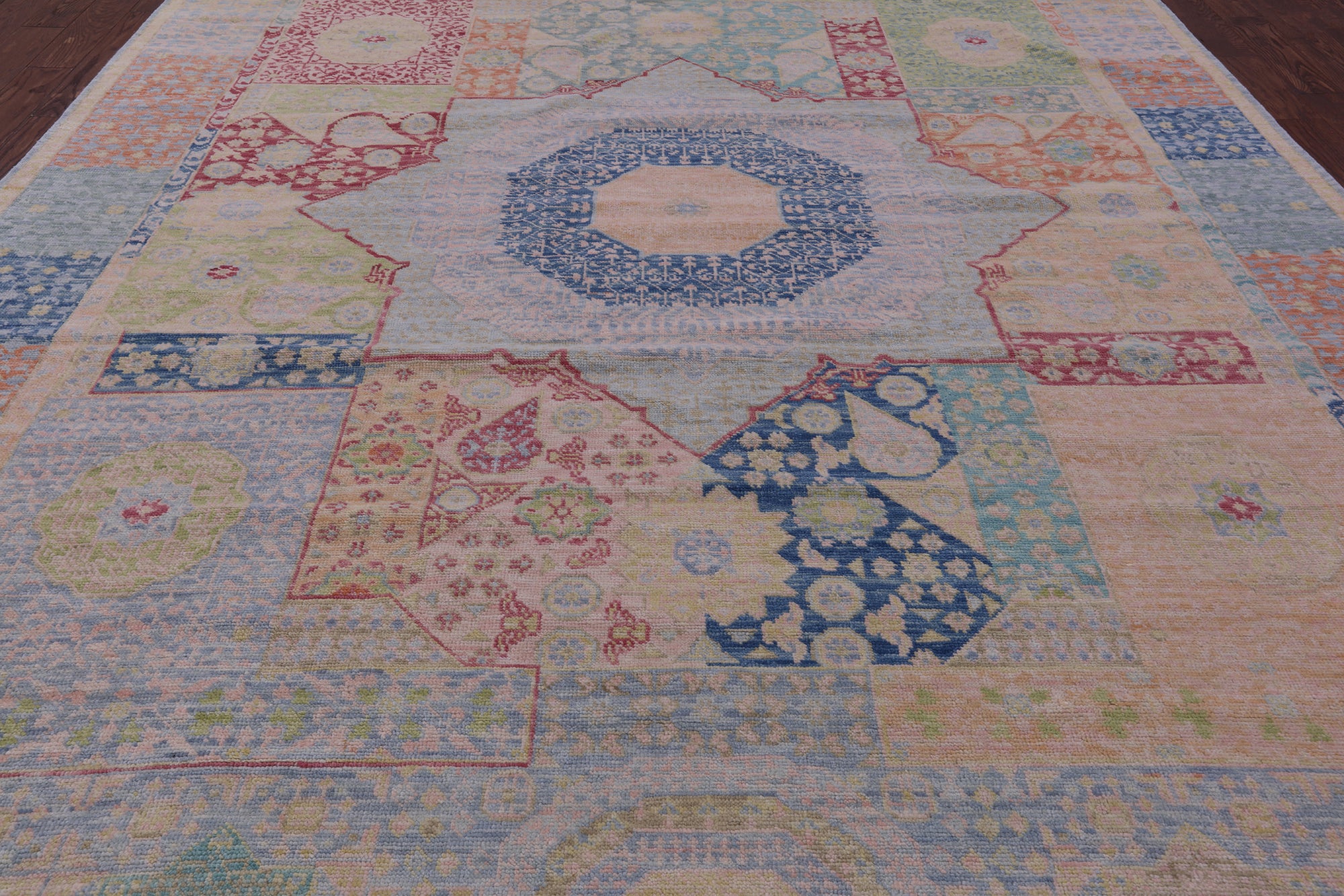 Geometric Persian Mamluk Hand Knotted Wool Rug - 10' 3" X 13' 10" - Golden Nile