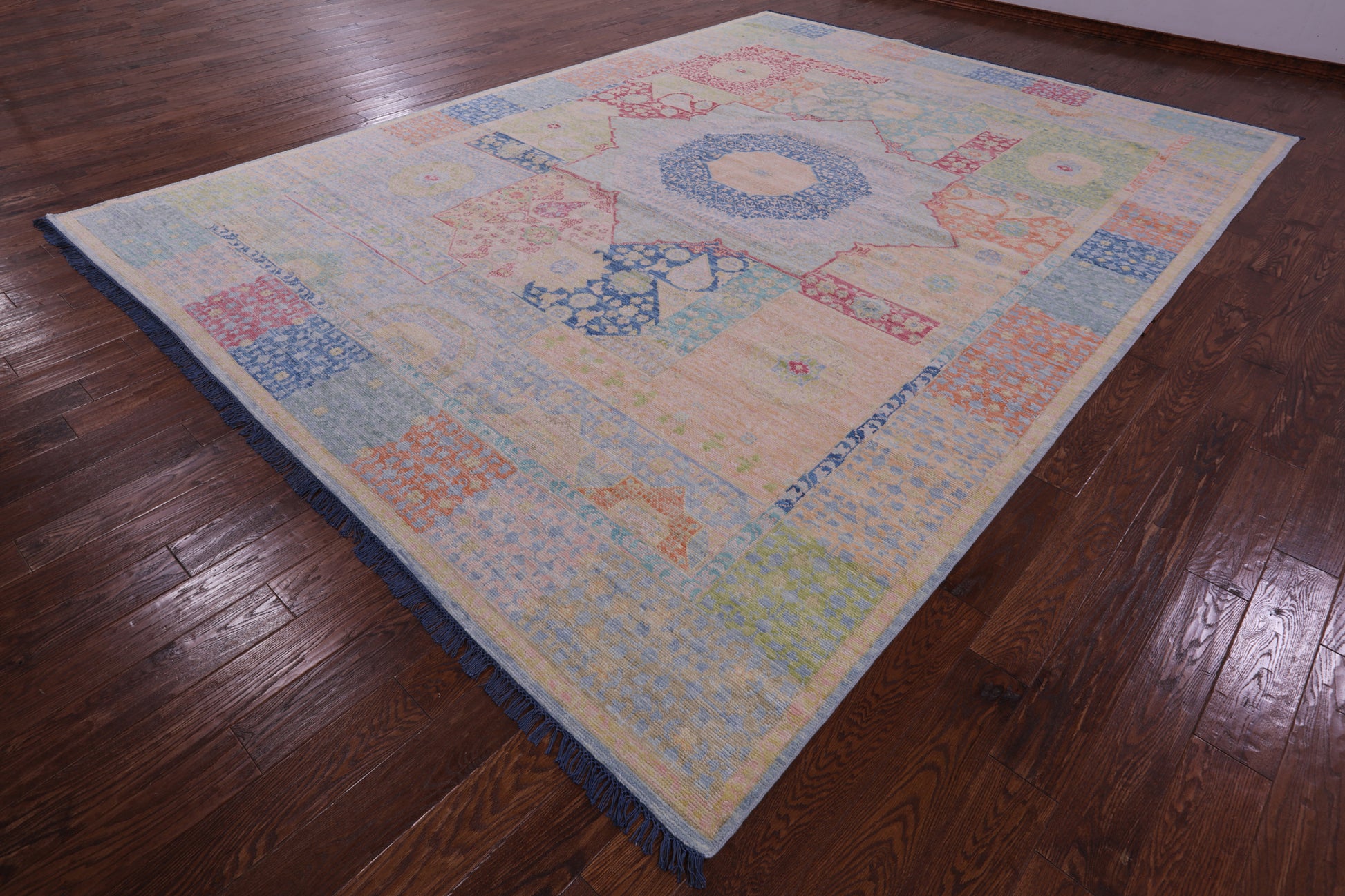 Geometric Persian Mamluk Hand Knotted Wool Rug - 10' 3" X 13' 10" - Golden Nile