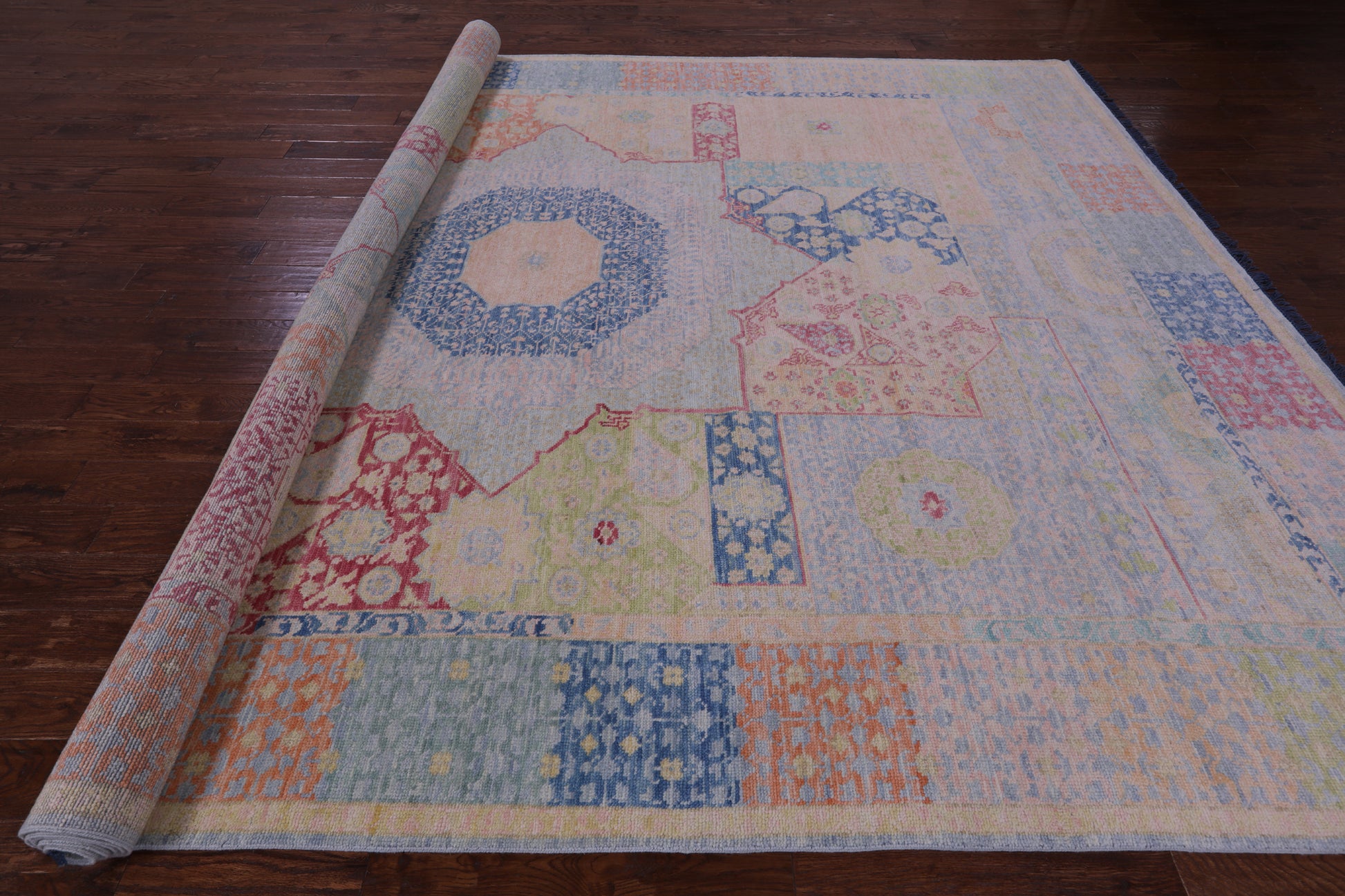 Geometric Persian Mamluk Hand Knotted Wool Rug - 10' 3" X 13' 10" - Golden Nile