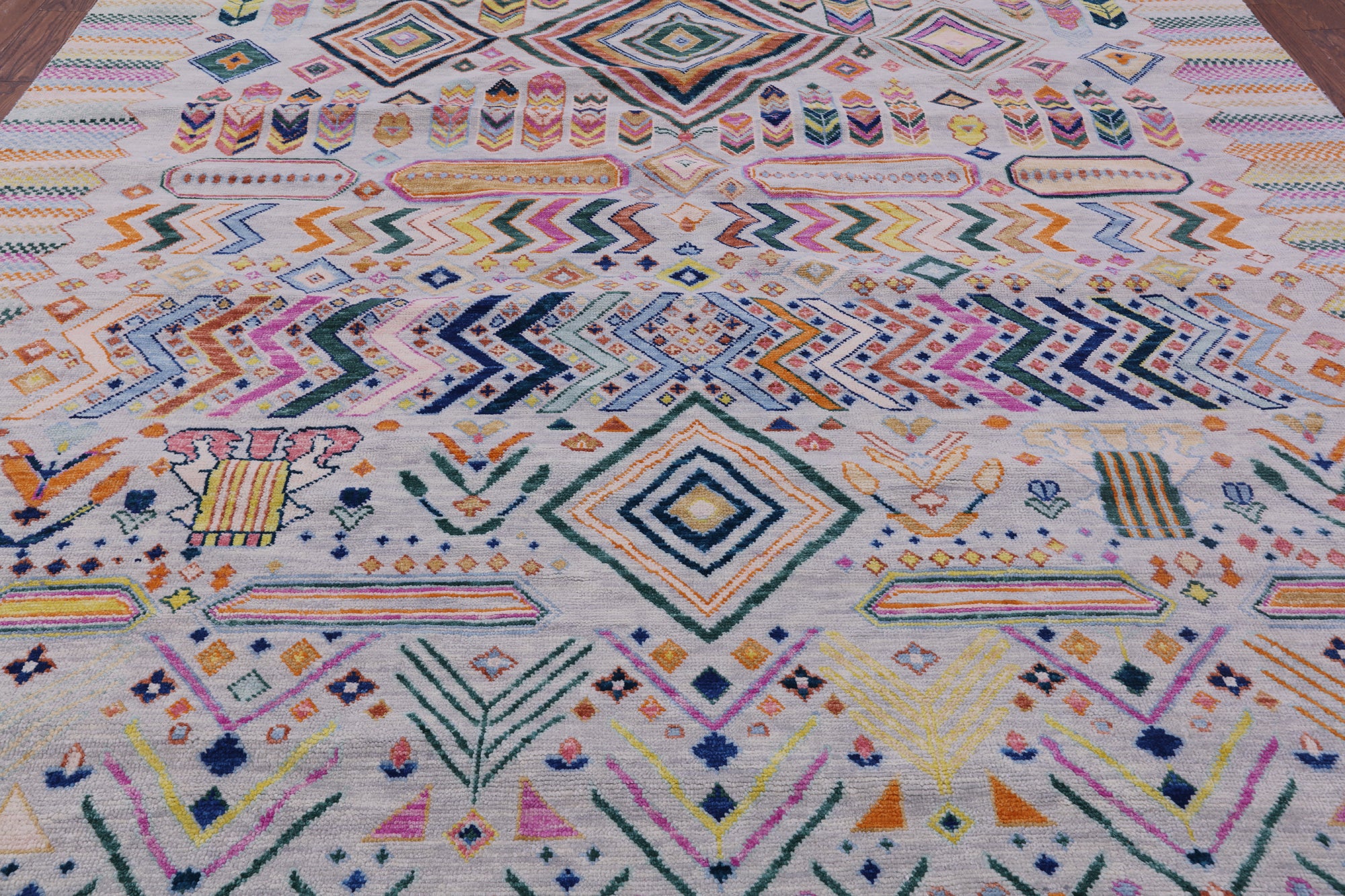 Tribal Moroccan Hand Knotted Wool Rug - 10' 2" X 13' 11" - Golden Nile