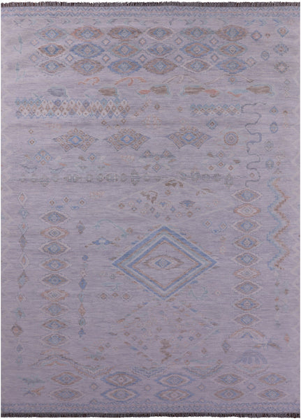 Silver Tribal Moroccan Hand Knotted Wool Rug - 10' 4" X 14' 1" - Golden Nile