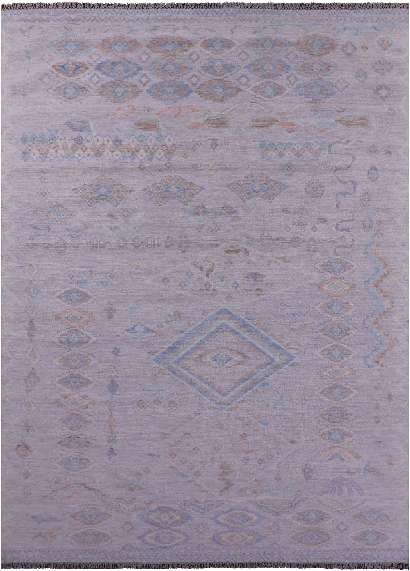 Silver Tribal Moroccan Hand Knotted Wool Rug - 10' 4" X 14' 1" - Golden Nile