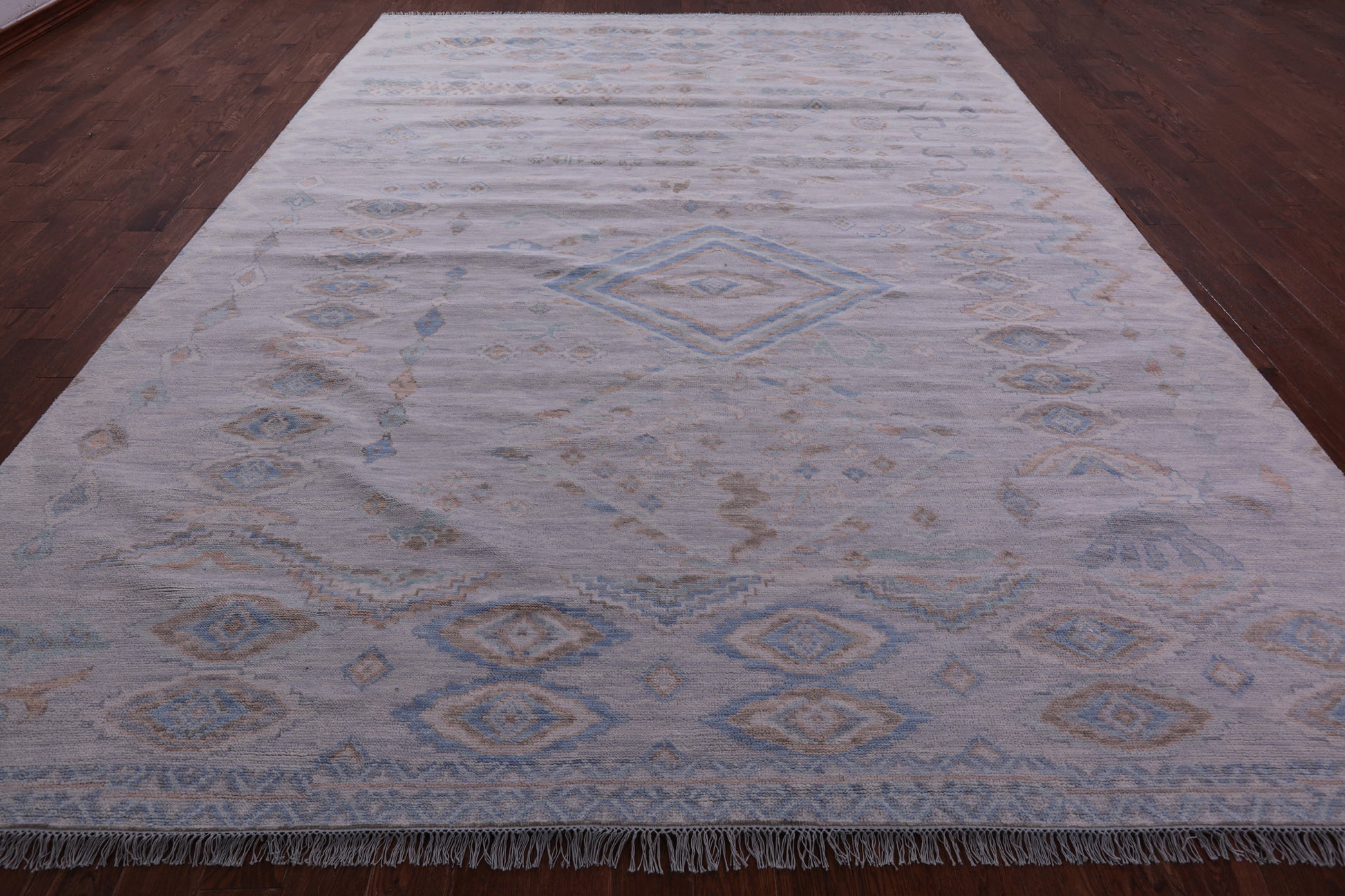 Silver Tribal Moroccan Hand Knotted Wool Rug - 10' 4" X 14' 1" - Golden Nile