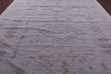 Silver Tribal Moroccan Hand Knotted Wool Rug - 10' 4" X 14' 1" - Golden Nile