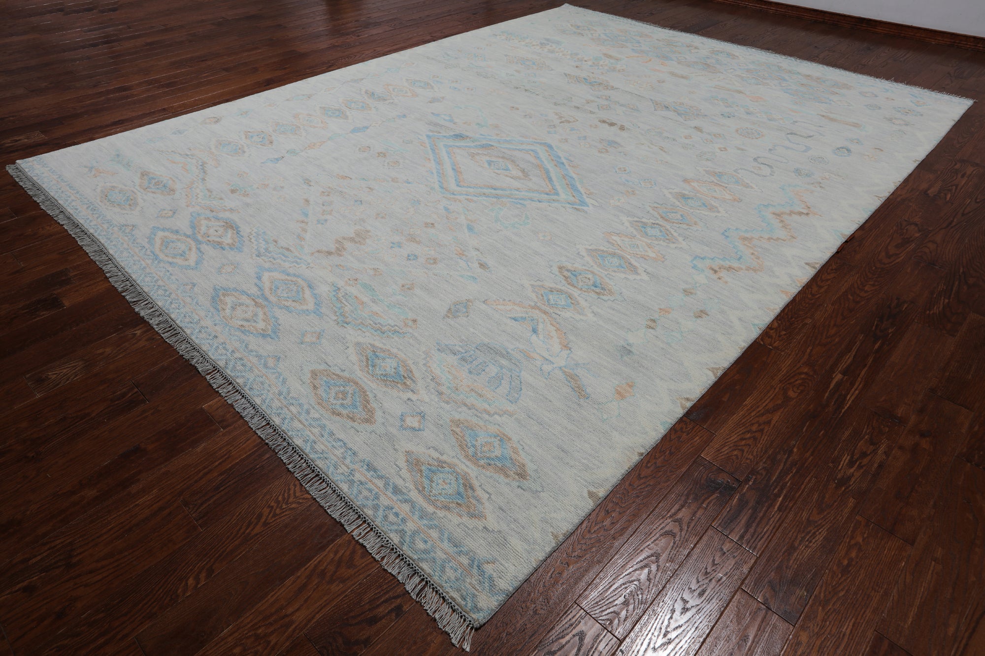 SUPER SALE Silver Tribal Moroccan Hand Knotted Wool Rug - 10' 4" X 14' 1"