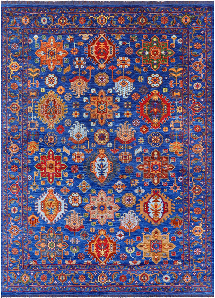 Blue Persian Fine Serapi Handmade Wool Rug - 10' 0" X 13' 9" - Golden Nile
