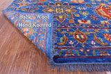 Blue Persian Fine Serapi Handmade Wool Rug - 10' 0" X 13' 9" - Golden Nile