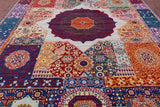 Geometric Persian Mamluk Hand Knotted Wool Rug - 10' 3" X 13' 10" - Golden Nile