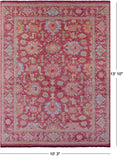 Pink Geometric Fine Serapi Hand Knotted Wool Rug - 10' 3" X 13' 10" - Golden Nile
