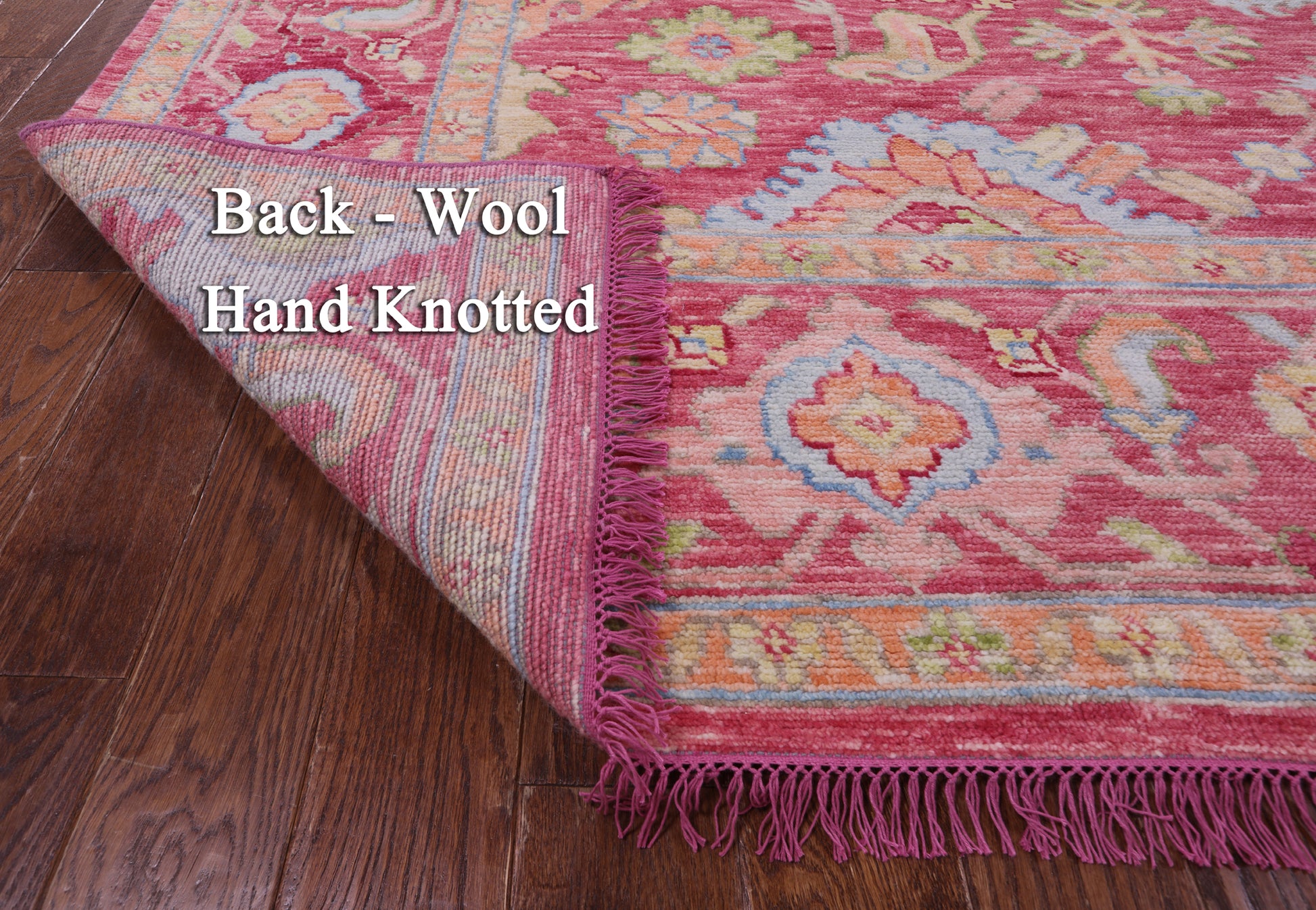 Pink Geometric Fine Serapi Hand Knotted Wool Rug - 10' 3" X 13' 10" - Golden Nile