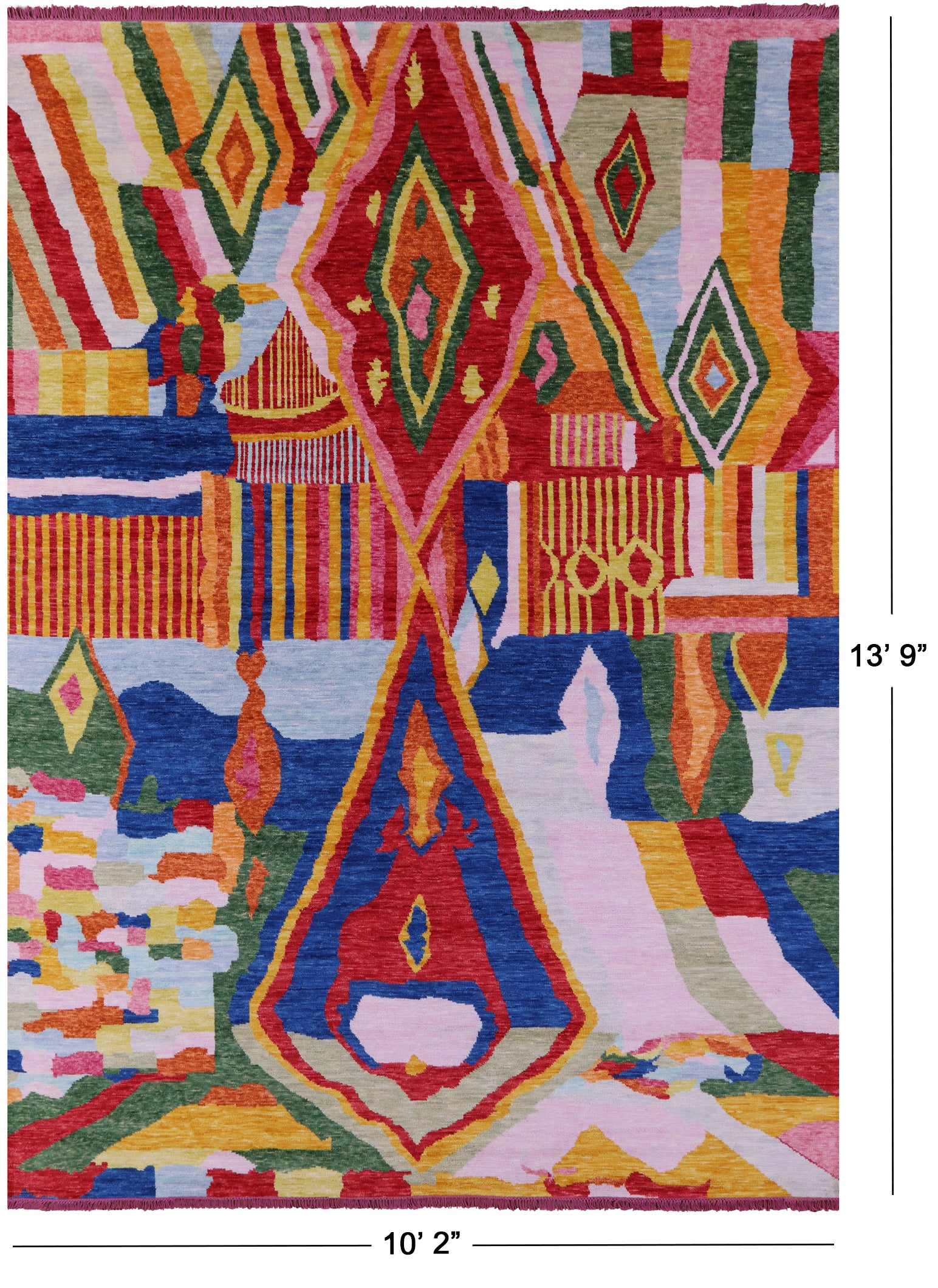 Tribal Moroccan Hand Knotted Wool Rug - 10' 2" X 13' 9" - Golden Nile