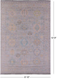 Grey Geometric Fine Serapi Hand Knotted Wool Rug - 9' 10" X 13' 9" - Golden Nile
